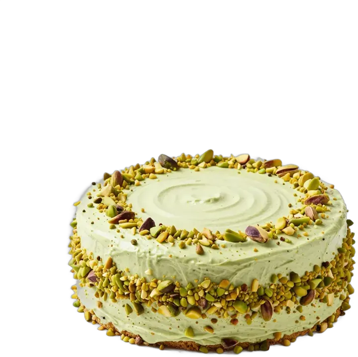 Tort cu cremă de fistic presărat cu fistic